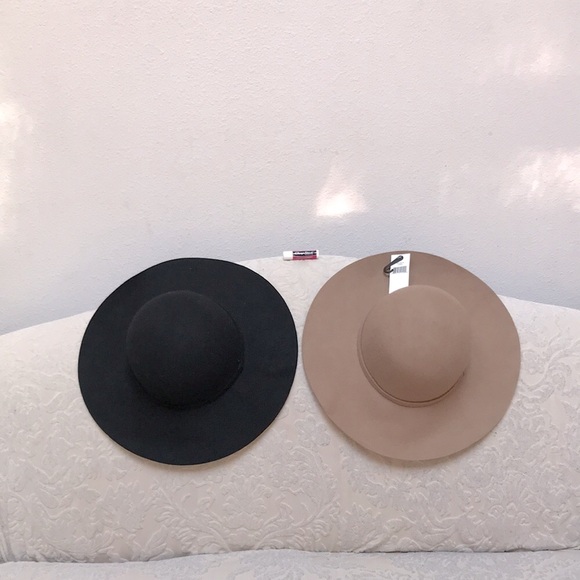 100% Wool Wide Brim Wool Hats - Lot of 2 (Camel & Black) - Picture 6 of 6